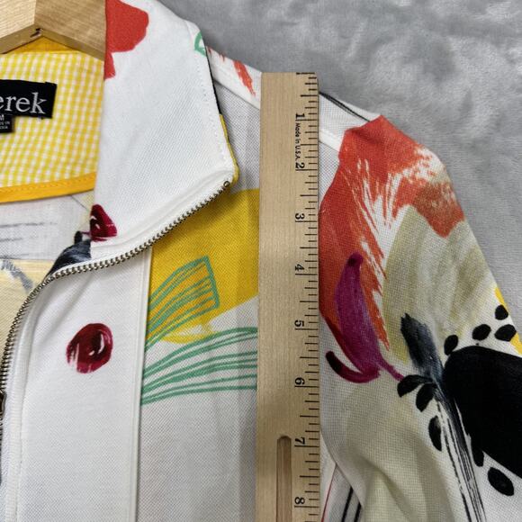 Berek Jacket Womens Medium Multicolor Floral Full Zip Pockets Artsy Print Modern - Picture 10 of 11